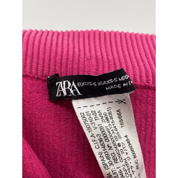 ZARA Women's Fuchsia Ribbed Contour Pull-On Biker Shorts SZ XS-S - Picture 7 of 9